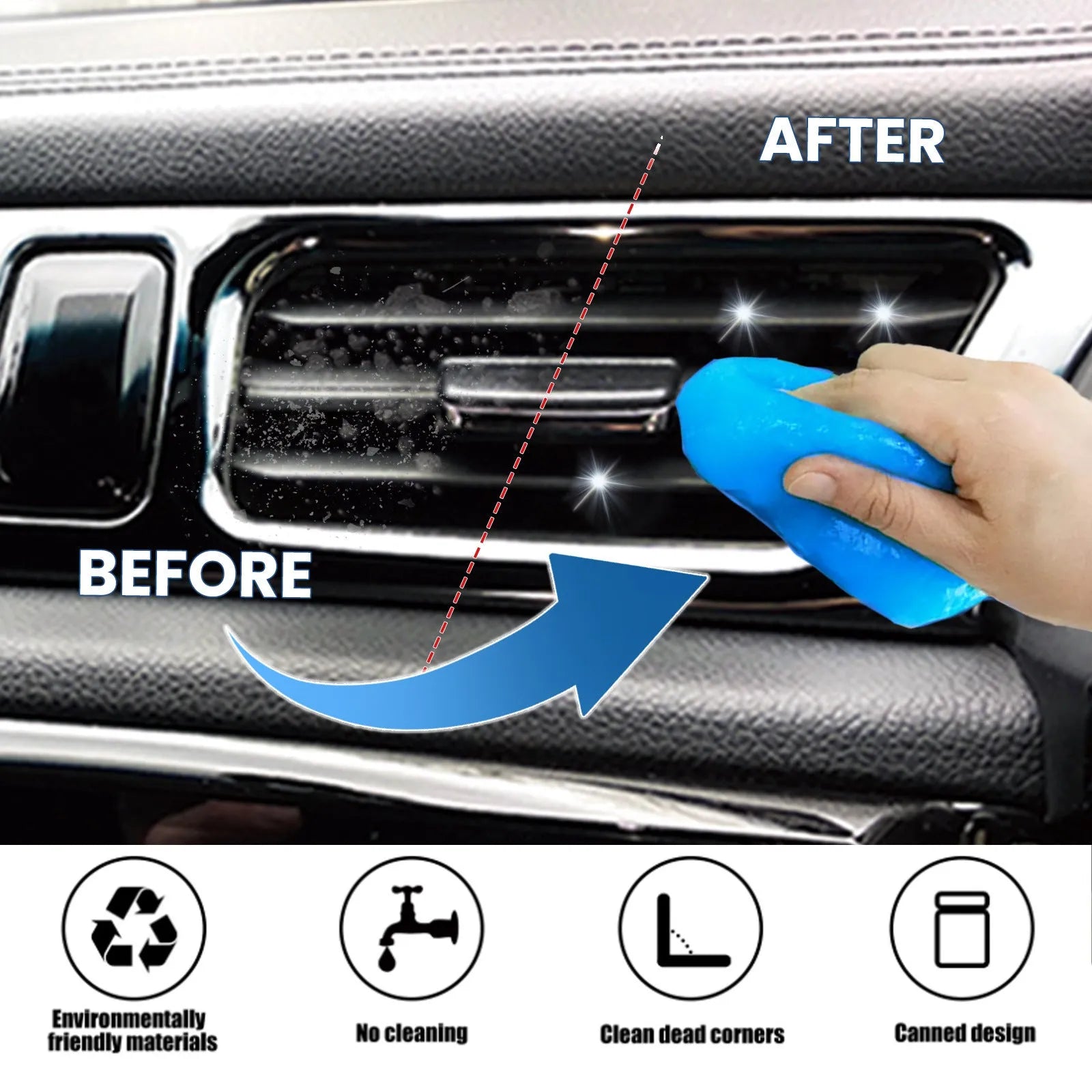 70g car interior cleaning soft gel adhesive for dust removal from vents and crevices.