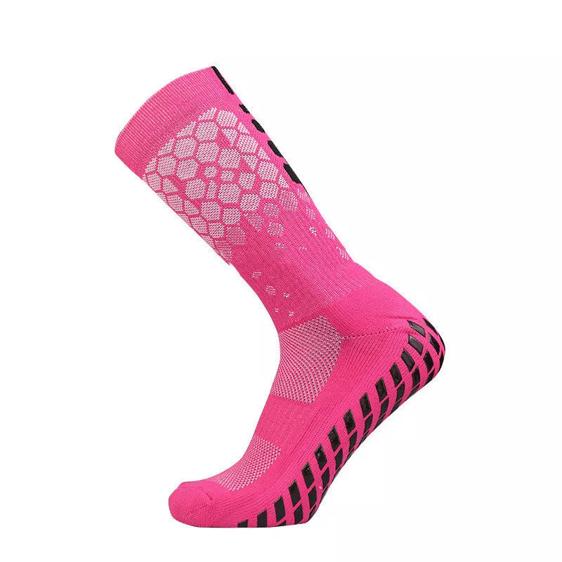 Non-slip soccer socks in various colors, designed for competition and training