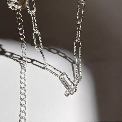 Women's S925 Silver Geometric Ring Necklace with adjustable length and Korean style design