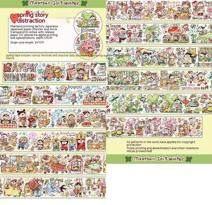 Haemorrhoid tape packaging stickers with cute cartoon characters on Japanese paper, 42 style options