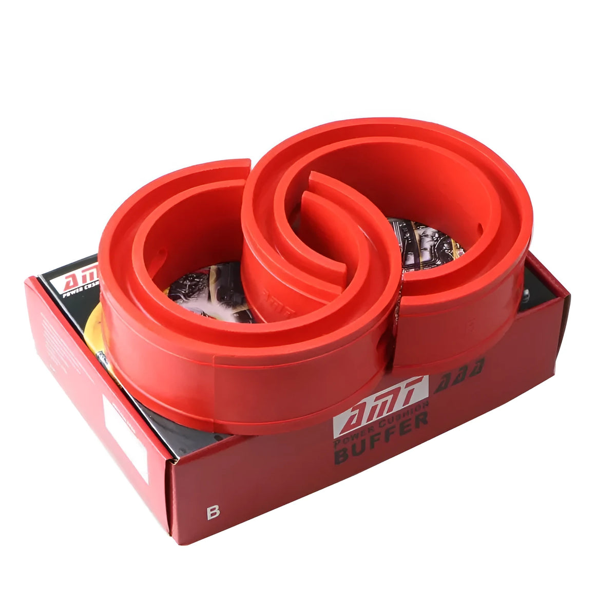 Red rubber shock absorber spring buffer cushion for car suspension, universal fit, A to F specifications available.