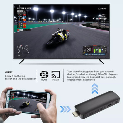 TV Stick 4K Network HD TV Player in black with wireless connectivity