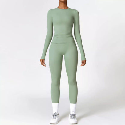 Women's tight-fitting brushed yoga suit in quick-drying nylon-spandex fabric