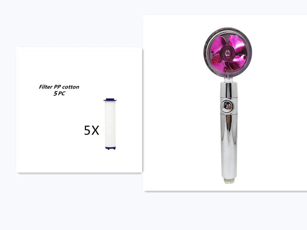 High-Pressure Handheld Shower Head with Turbo Propeller and Cotton Filter for Luxurious Spa-Like Shower Experience