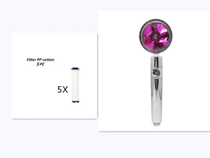 High-Pressure Handheld Shower Head with Turbo Propeller and Cotton Filter for Luxurious Spa-Like Shower Experience