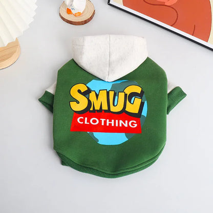 Green cotton dog clothing for autumn and winter, shown in a larger size
