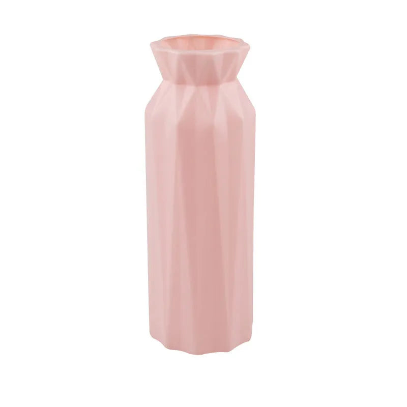 Simple drop-resistant melamine vase in green, grey, pink, or white with 7.2cm base diameter for stable floral displays.