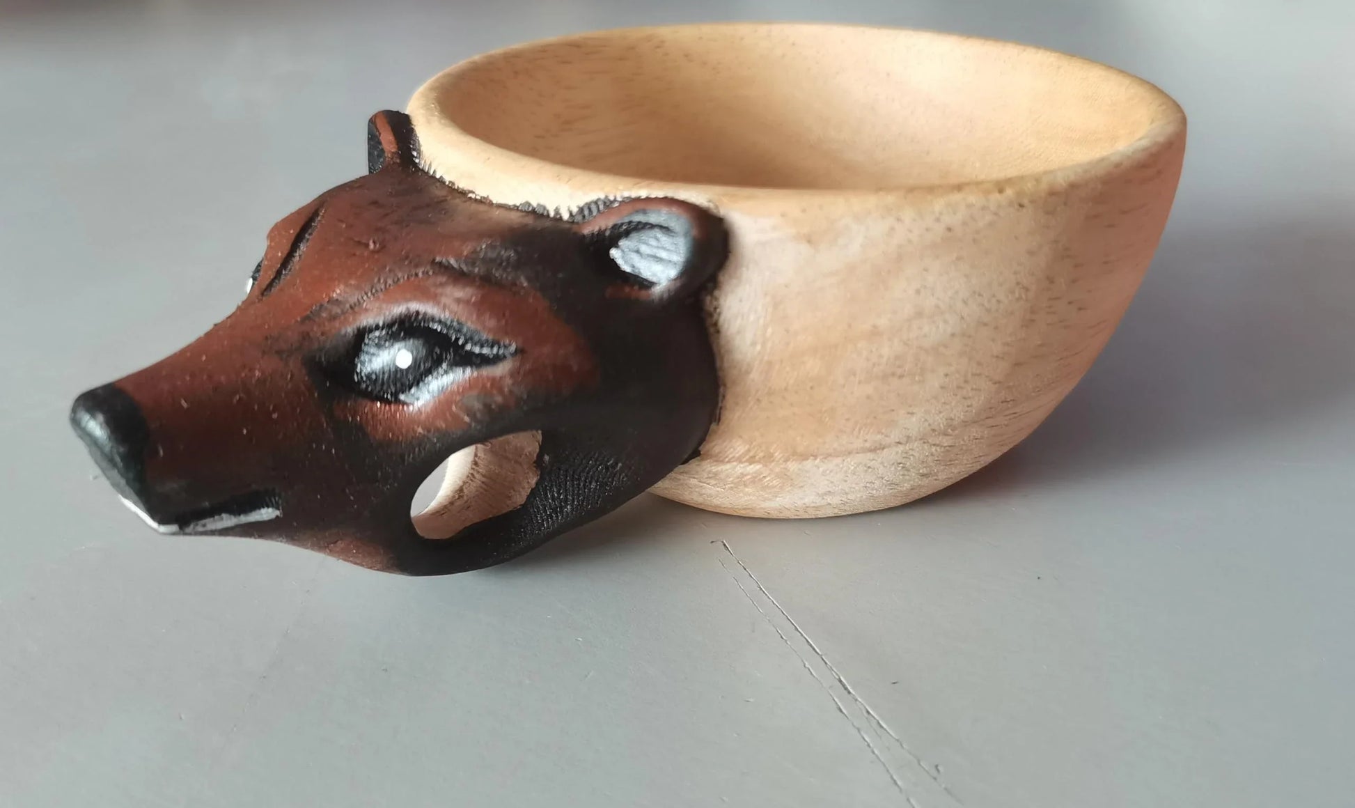 Handcrafted Scandinavian Kuksa Wooden Mug with Unique Wood Grain Designs for Outdoor Adventures