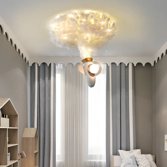 Wrought iron chandelier with aircraft or rocket design for children's rooms, 45-50cm height, LED light source