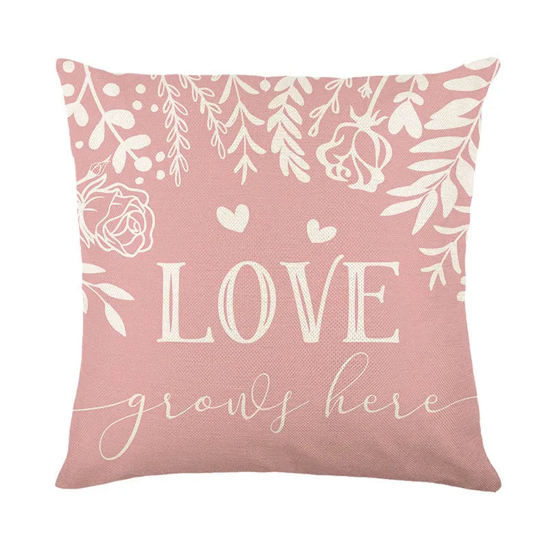 Plaid heart printed pillow cover measuring 45x45cm with four colour options for Valentine's Day home decor