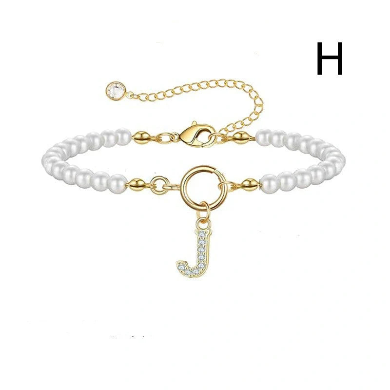 2024 fashion initial pearl bracelet for women with toggle clasp