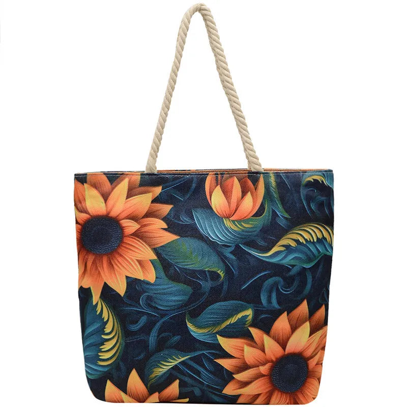 Cotton linen canvas shoulder bag with adjustable string straps and urban simplicity design