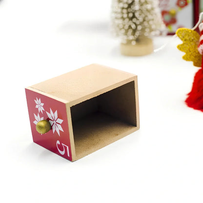 Wooden Christmas advent calendar with 24 numbered compartments in red and green colours measuring 37x32cm