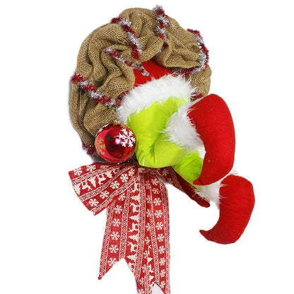Christmas Thief Burlap Wreath with Santa Legs for door and wall decoration