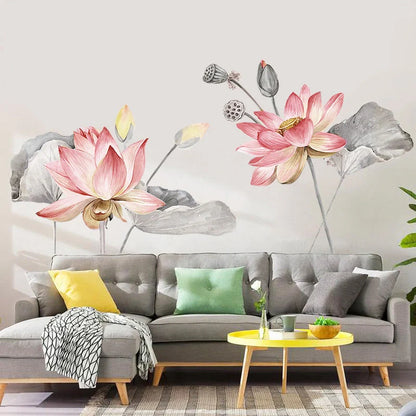Nordic Blue Flower PVC Wall Decals for elegant home decoration