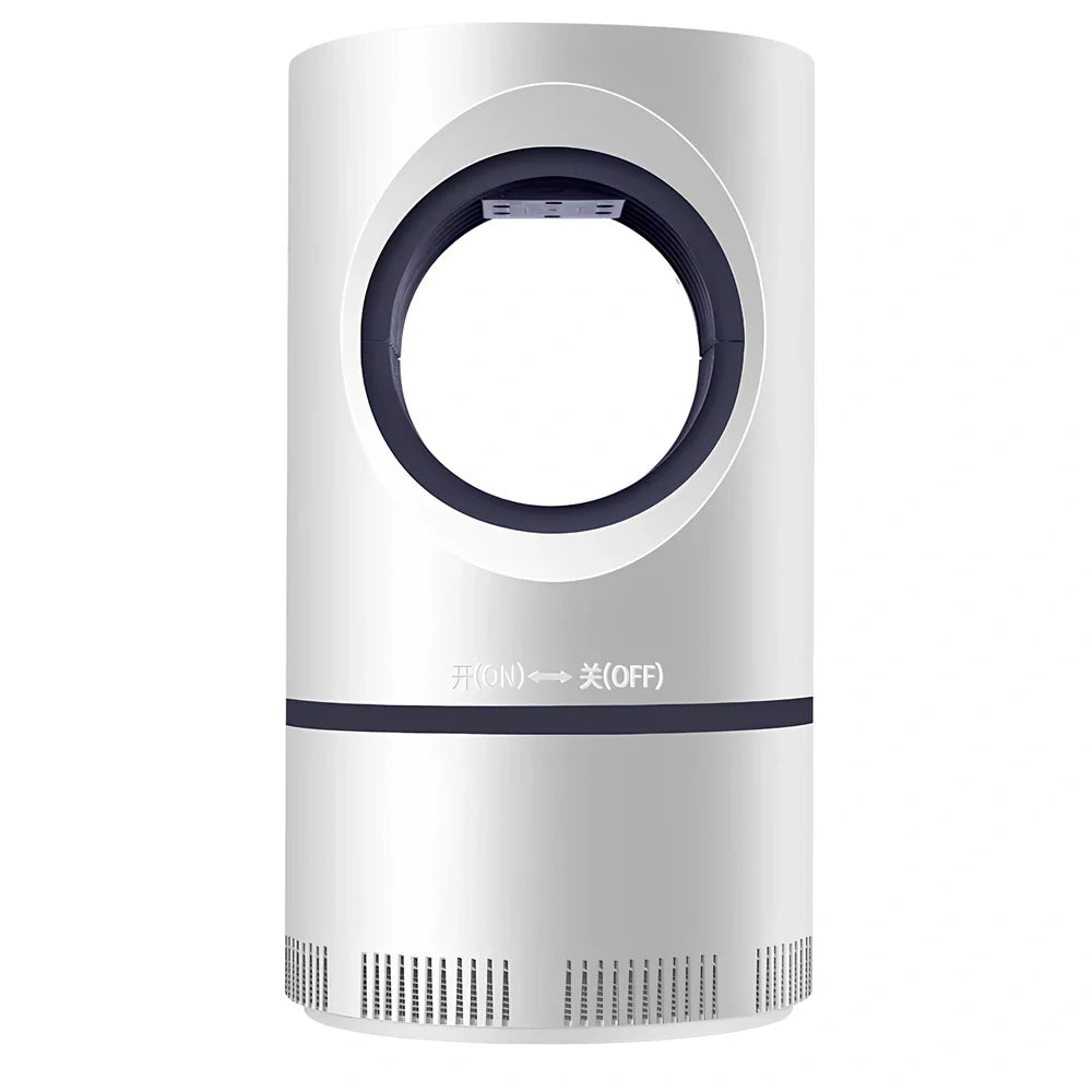 White USB photocatalytic mosquito trap size L 12x21.5cm with 360-degree UV light and detachable net for 51-100 square metre rooms