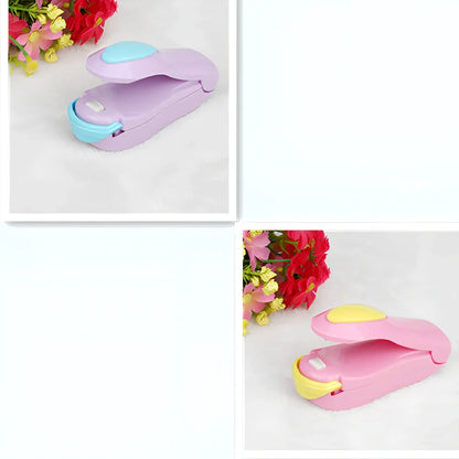 Mini hand pressure heat sealing machine measuring 10cm with magnetic base for plastic bag food preservation