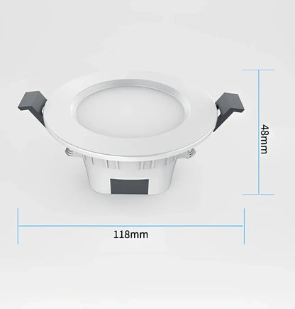 White smart Bluetooth ceiling light with embedded installation and smartphone control