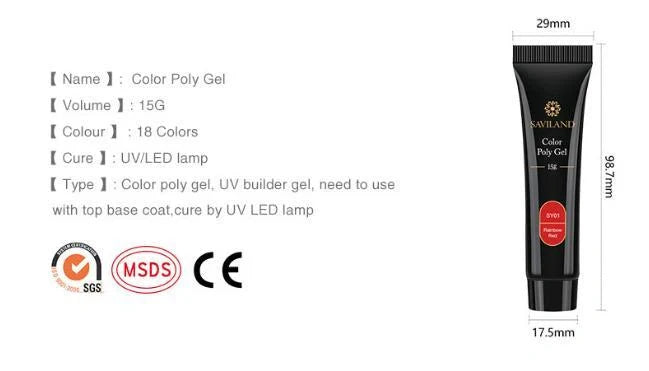 15g colored crystal nail extension glue with UV protection in various colors