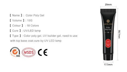 15g colored crystal nail extension glue with UV protection in various colors