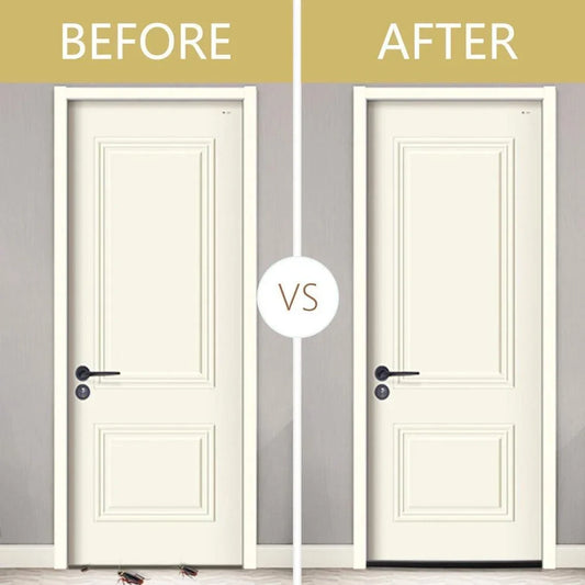 White flexible door bottom sealing strip measuring 21x15x6.5cm for noise reduction