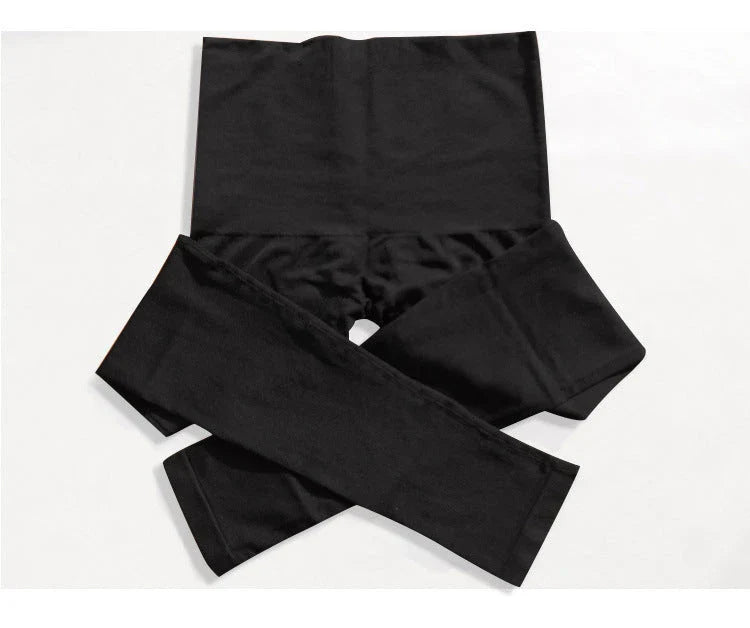 Seamless High-Waist Body Shaping Cropped Leggings in Black, featuring compression technology and a flattering, versatile design.