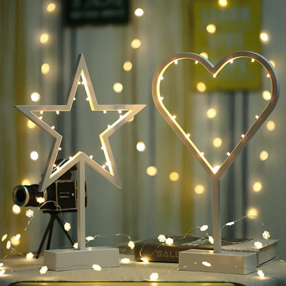 Battery-powered star night light with LED source and plastic shade for bedroom use, European style toggle switch