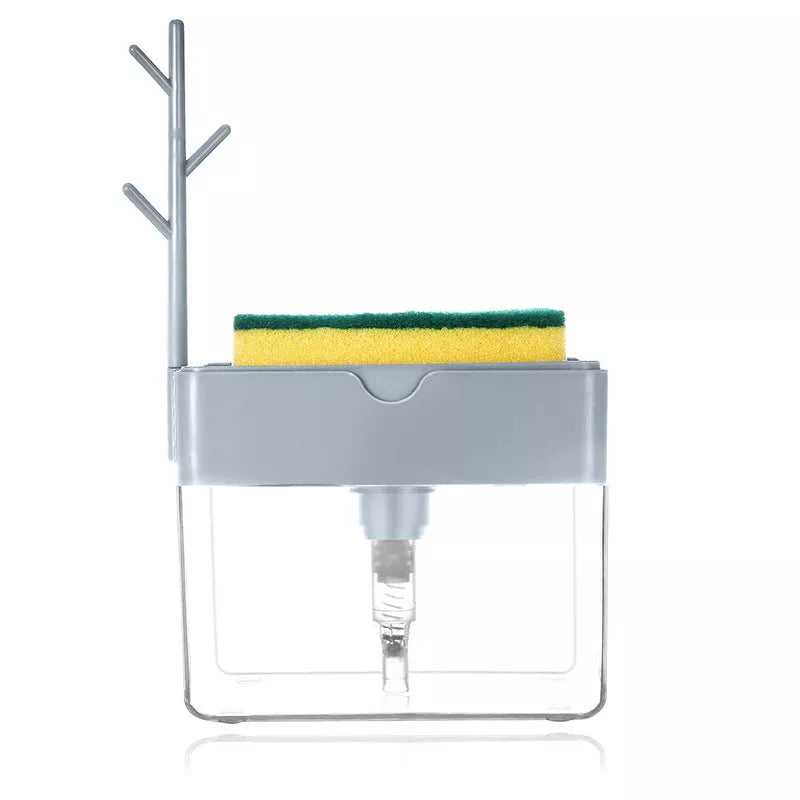 Modern kitchen brush pot cleaner with 600ML soap dispenser in white, blue, grey