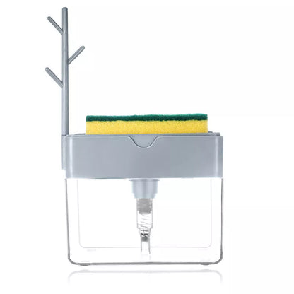 Modern kitchen brush pot cleaner with 600ML soap dispenser in white, blue, grey