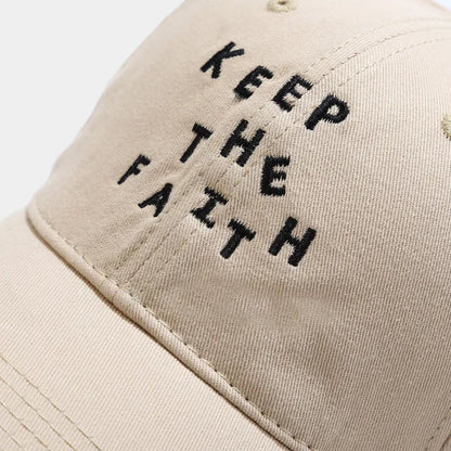 Men's cotton baseball cap with small letter embroidery in adjustable dome design