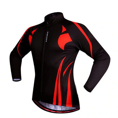 Long sleeve mountain bike cycling jersey in black white with breathable mesh underarms and reflective back for night rides, sizes S-XXL