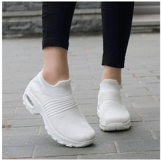 Stylish and comfortable dancing shoes with mesh upper, wedge heel, and waterproof platform