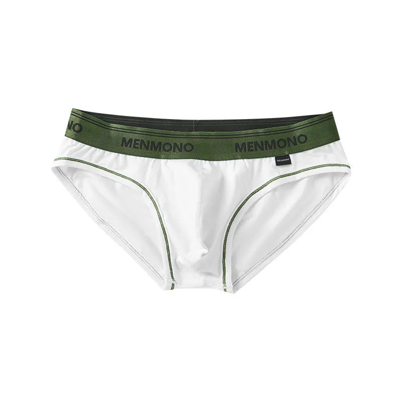 Men's low waist cotton briefs in a two-tone colour option on a plain background