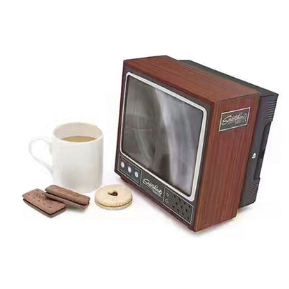 Vintage TV-styled phone magnifier for 8'' screen projection, black color