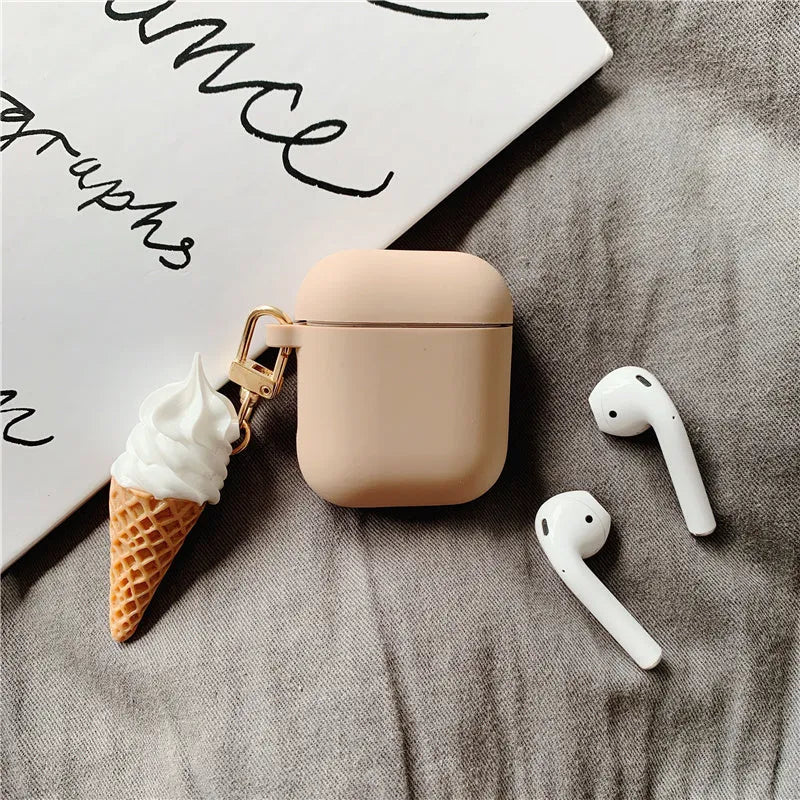 Colourful cylinder ice cream design silicone case for Apple AirPods 2 wireless earbuds.