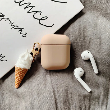Colourful cylinder ice cream design silicone case for Apple AirPods 2 wireless earbuds.