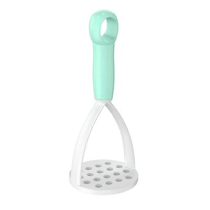 Blue manual fruit mud press made of polypropylene for mashed potatoes, 20cm long with perforated disc