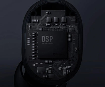 Black AirDots true wireless earbuds with charging case, showing 7.2mm drivers and three earplug sizes