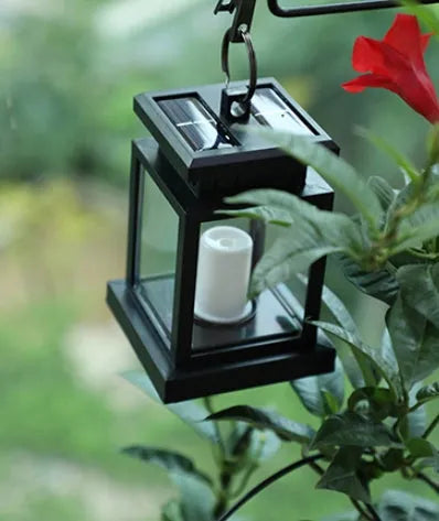 Black solar wind lamp, ABS plastic, 90mm diameter, 128mm height, warm white LED, IPX4 waterproof, for outdoor courtyard use.
