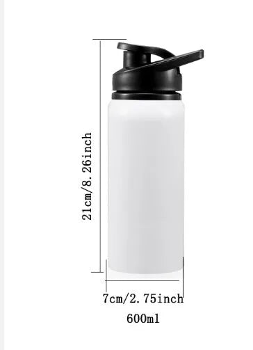 White aluminium cycling water bottle with 600ml or 750ml capacity options for sports hydration