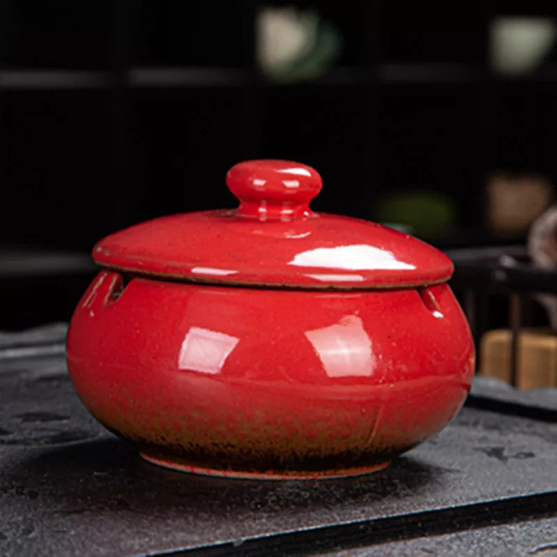 Personalized Chinese style ceramic ashtray, 11*11*8cm, various colors available