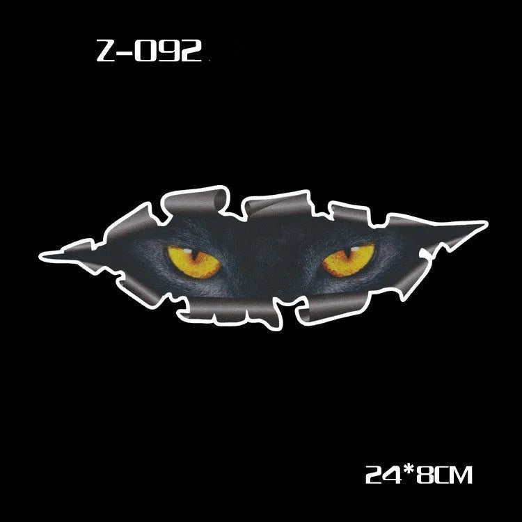 Reflective cartoon car stickers on vehicle rearview mirror in black and white styles