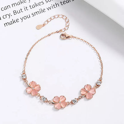 925 silver opal crystal bracelet with heart-shaped design and rose gold finish