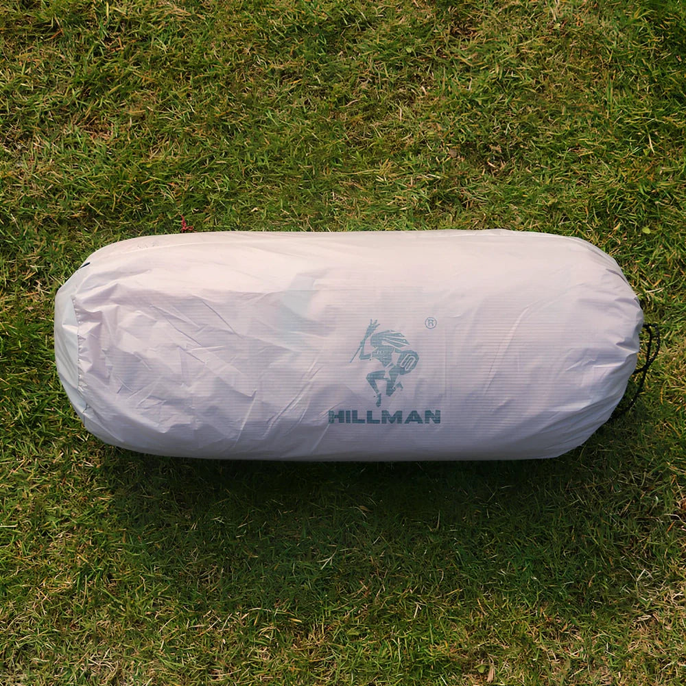 Grey outdoor camping tent with aluminium poles and waterproof fabric for multiple occupants