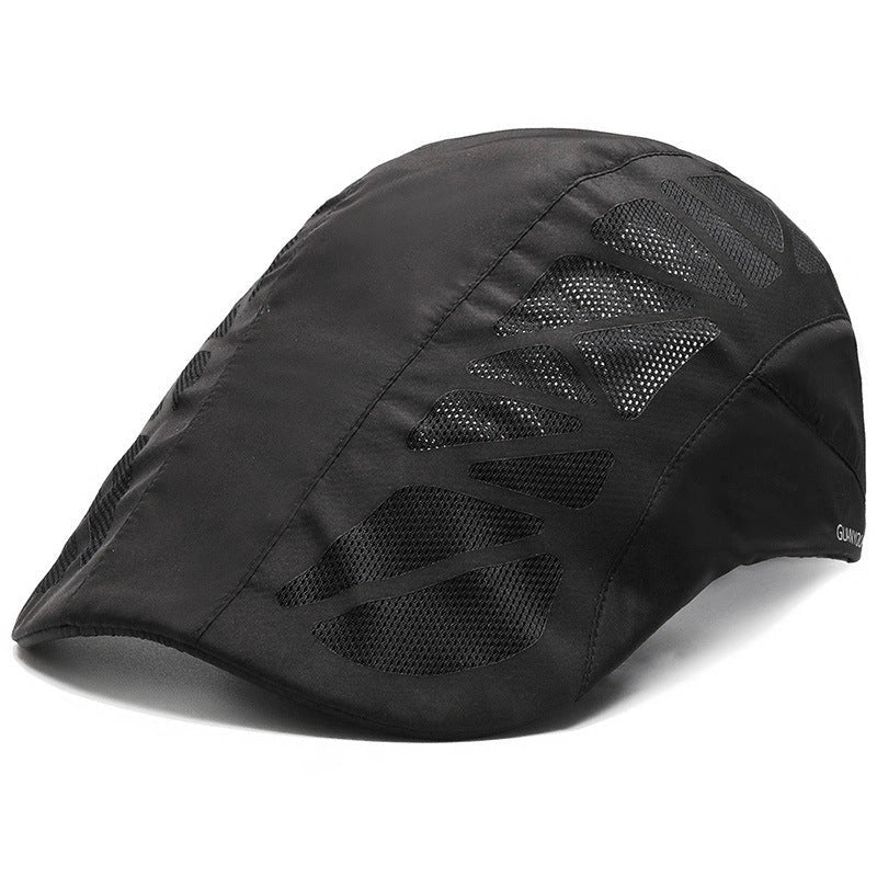 Mesh Beret Hat in black, gray, dark gray, and navy blue with adjustable fit for summer wear