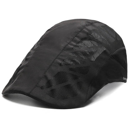 Mesh Beret Hat in black, gray, dark gray, and navy blue with adjustable fit for summer wear