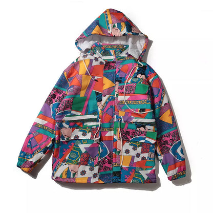 Graffiti Trench Coat in 100% cotton with unique urban design, available in multiple sizes