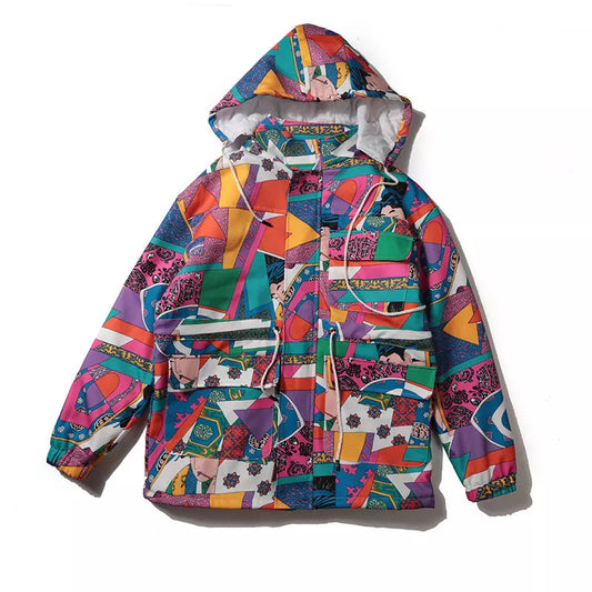 Graffiti Trench Coat in 100% cotton with unique urban design, available in multiple sizes