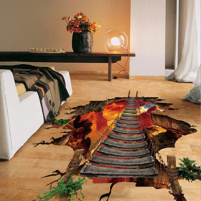 Vibrant 3D wall decal with a cosmic universe and suspension bridge design, perfect for home decor and customization