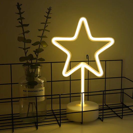 Neon LED wall light with 2000 lumen output and decorative shapes including star and moon designs